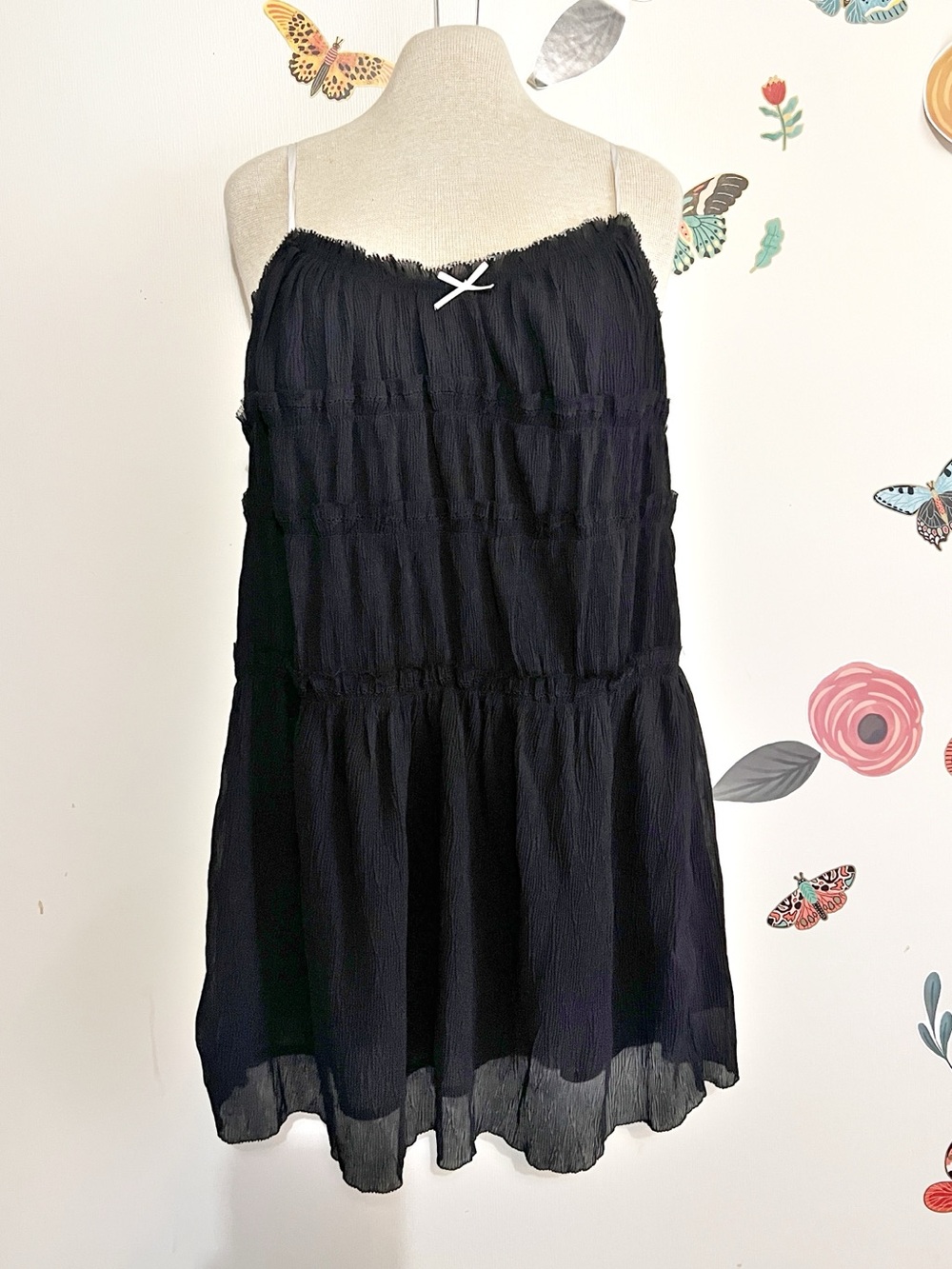 Zara Black Mini Dress with White Accent Bow